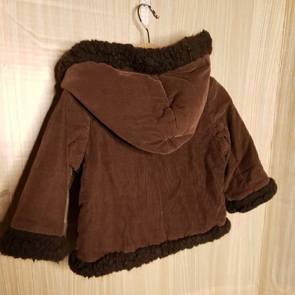 Gap Toddler Girls Brown Corduroy Sherpa Trim Coat 18-24 Months